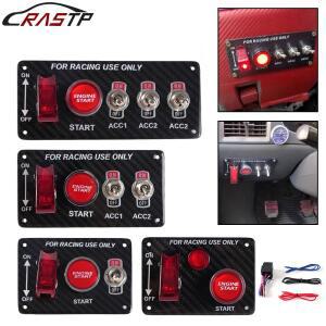 RASTP-탄소 섬유 레이싱 카 점화 스위치 패널  엔진 시동 정지 푸시 버튼  LED 토글 BOV121  12V