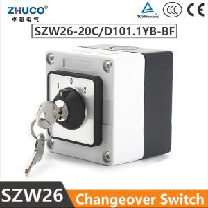 ZHUCO SZW26/LW26-20 ON OFF 20A 1상 4나사 범용 캠 전환 키 스위치 방수 및 방진 밀폐형 박스 포함