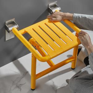 욕실 접이식 샤워실 스툴 의자 노란색 의자 화장실 제품 보조 등받이 벽걸이