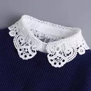 여자 플라워 패턴 레이스 페이크 레이어드 카라 셔츠