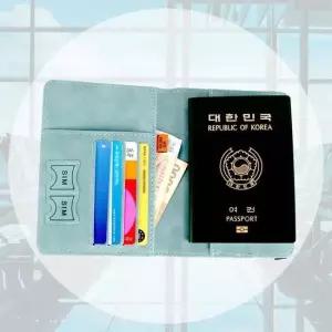 트레블월렛 여권 해외여행 가죽 ZF 파스텔 민트 케이스