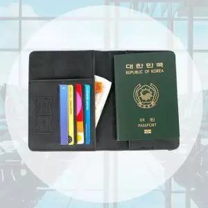 해외여행 가죽 여권 케이스 트레블월렛 기본 진회색