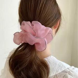 여자 원피스 헤어 코디 스크런치 쉬폰 배색 곱창 밴드 헤어끈 포니테일머리끈