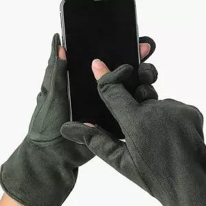 카키 핑거홀 여성용 장갑 스웨이드 겨울 여자 겨울 장갑