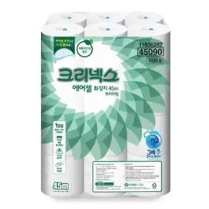 티슈 크리넥스 두루마리 화장지 물에 녹는 에어셀 24롤 45m
