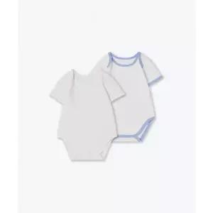 무신사 스탠다드 MUSINSA ANDARD KIDS 베이비 링거 반소매 바디수트 2팩 화이트화이트 파스텔 블루