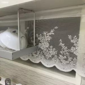 인테리어 주방 창문가림막 레이스 짧은커튼 화이트 주방커튼 손쉬운설치