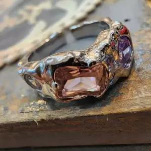 핑크 반지 925 실버 오픈링 여성 투명 큐빅 은반지 여자반지 유니크반지 화이트데이