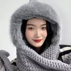 그레이 머플러 후드 코지데잇 니트후드머플러 후드머플러