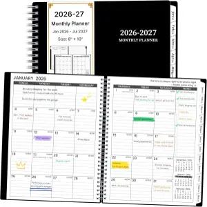 2026-2027 월간 플래너 18개 캘린더 2026년 1월 - 2027년 6월 8인치 x 10인치 탭 포켓 유연한 커버 오피스