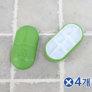 TBZ 알약모양 6칸 타원알약케이스 그린 약통 알약통 공병 약통케이스