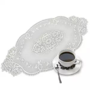 은플 타원형 에리얼 매트 백색 식탁매트 레이스 테이 소품받침