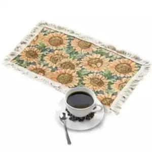 은플 해바라기 털실테두리 매트 직사각 메트 식탁매트 식기매트 양식기매트