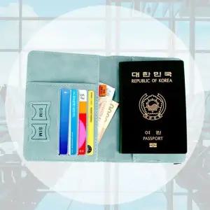여권 해외여행 트레블월렛 파스텔 민트 케이스 가죽