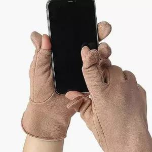 브라운 장갑 스웨이드 핑거홀 남성용 남성 겨울 장갑 남성