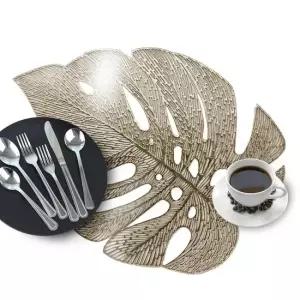 몬스테라 식탁 테이블 보호 매트 받침 깔판 금색 책상 패드 바닥 커버 깔개 바닥 깔판