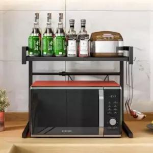 다목적 C형 렌지 받침대 수납장 조절 공간활용 2단 길이조절 다용도 다목적