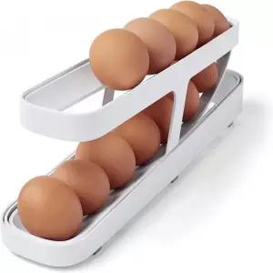 냉장고 공간활용 2단 롤링 슬림형 자동 계란 디스펜서 달걀 2층 이단보관 경량 냉장고정리