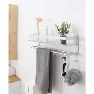 강력한 벽부착 2단 멀티 세면대 수건걸이 욕실수납장 수거너걸이 욕실수건걸이