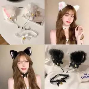 방울 방울 고양이 머리띠 초커 목걸이세트 할로윈 파티용품