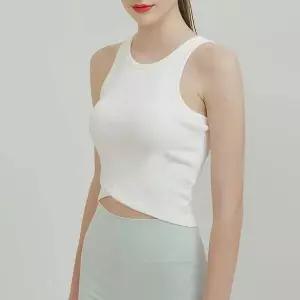 여성용 브라 패드 내장 요가 탑 티셔츠 민소매 운동티셔츠 헬스