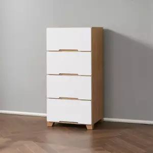 화이트 고무나무 양말 속옷 수납용 4단 서랍장 500 / 서랍정리함 슬림 침대