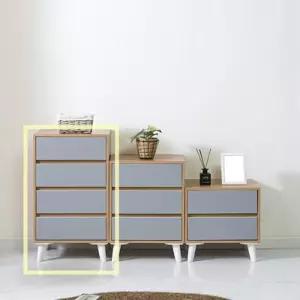 탈부착 다리형 북유럽 투톤/화이트 4단 서랍장 / 슬림 소품 선반 침대 나무