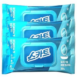 스카트 유리거울 세정티슈  30매 3개