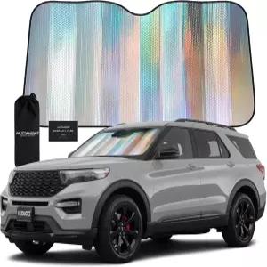 오토아메릭스 홀로그램 자동차 앞유리 선쉐이드 - 반사 아코디언 자외선과 열을 차단합니다 시원한 실내를