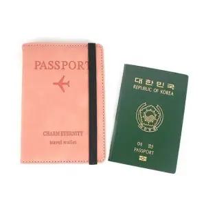 살구색 월렛 여권 가죽 케이스 트레블 여행