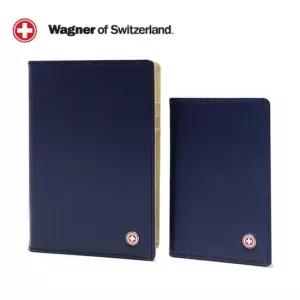 SwissWagner 천연소가죽 여권지갑세트(네이비)
