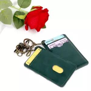 슬림 열쇠고리 가죽 카드 지갑 그린 카드지갑 가죽지갑 키링카드지갑 빈티지카드지갑
