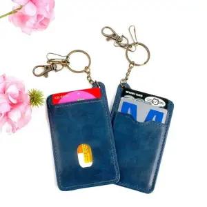 슬림 열쇠고리 가죽 카드지갑 네이비 슬림카드지갑 네이비카드지갑 남색카드지갑