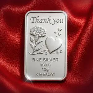 Thank you! 카네이션 실버바 10g [사랑 감사 ] 99.99% 순은 실버바 어버이날 스승의날 감사 선물 제작 상품으로 5월 부터 발송