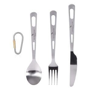 무한 항해 플랫웨어 가정 세트 스푼 3피스 티타늄 휴대용 포크 나이프 초경량 식기류 식기