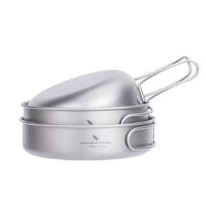 우샤레도 캠핑 주방 조리기구 손잡이 여행용 야외 잡동 쿠킹 세트 티타늄 그릇 접이식 냄비