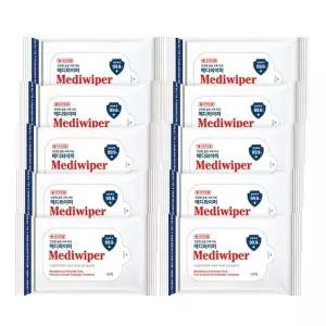테온셀 식약처승인 메디와이퍼 휴대용 손소독티슈 (10매)x10개