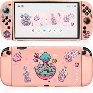 QUBAMG 소프트 스위치 2 보호 쉘 닌텐도 귀여운 핑크 실리콘 슬림 도커블 콘솔 커버 케이스 보호기 조이콘