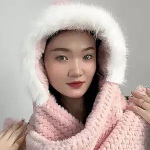 후드 코지데잇 핑크 머플러 후드머플러 후드숄머플러