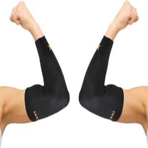 THX4구리 팔꿈치 압박 슬리브(2피스)-구리 주입 지지대 보장 브레이스-운동 스포츠 골퍼 테니스 관절염