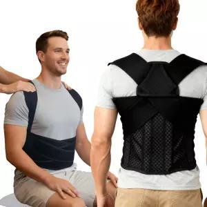 남성 및 여성용 백 자세 교정 브레이스 등받이가 있는 어깨 지지대 3.1인치 와이드 스트랩 조절 가능한