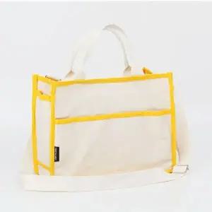 [하프클럽/]캔버스 백 컬러 베이직 포켓 가방 아이보리옐로우