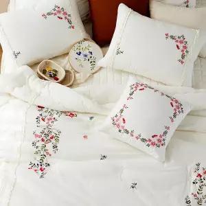 [효재] 광목 자수 차렵 와일드로즈 침구세트 SK(슈퍼킹)