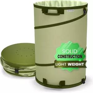 접이식 - 30갤런 캔버스 가든 쓰레기 봉투 팝업 버킷 재사용 가능한 야드 백 홀더 헤비 듀티 하드쉘 바닥