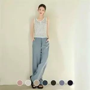 지오다노 여성 여름 레이온나일론 와이드핏 풀밴딩 팬츠 냉장고 바지 416540 436281