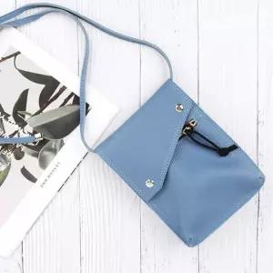 [하프클럽/]미니 크로스 슬림 체인 2스트랩 핸드폰 가방 블루