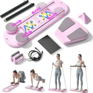 맥슨 필라테스 보드 접이식 리포머 트레이닝 세트 자동 리바운드 Ab 롤러가 장착된 6-in-1 다용도 키트 홈