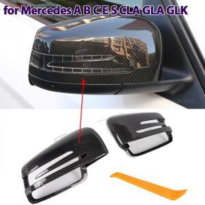 실제 탄소 섬유 미러 커버 블랙 오버레이 메르세데스 호환 벤츠 호환 W176 W246 W212 C117 X156 교체