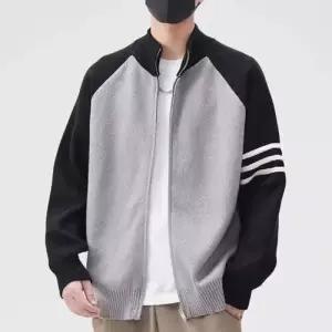 니트 남성 춘추 캐주얼 집업 슬림핏 카디건 스트라이프 커플 차이나 원픽3