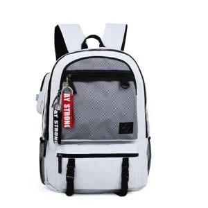 [하프클럽/]여학생 가방 학생 백팩 중학생 키링 메쉬 가방 화이트